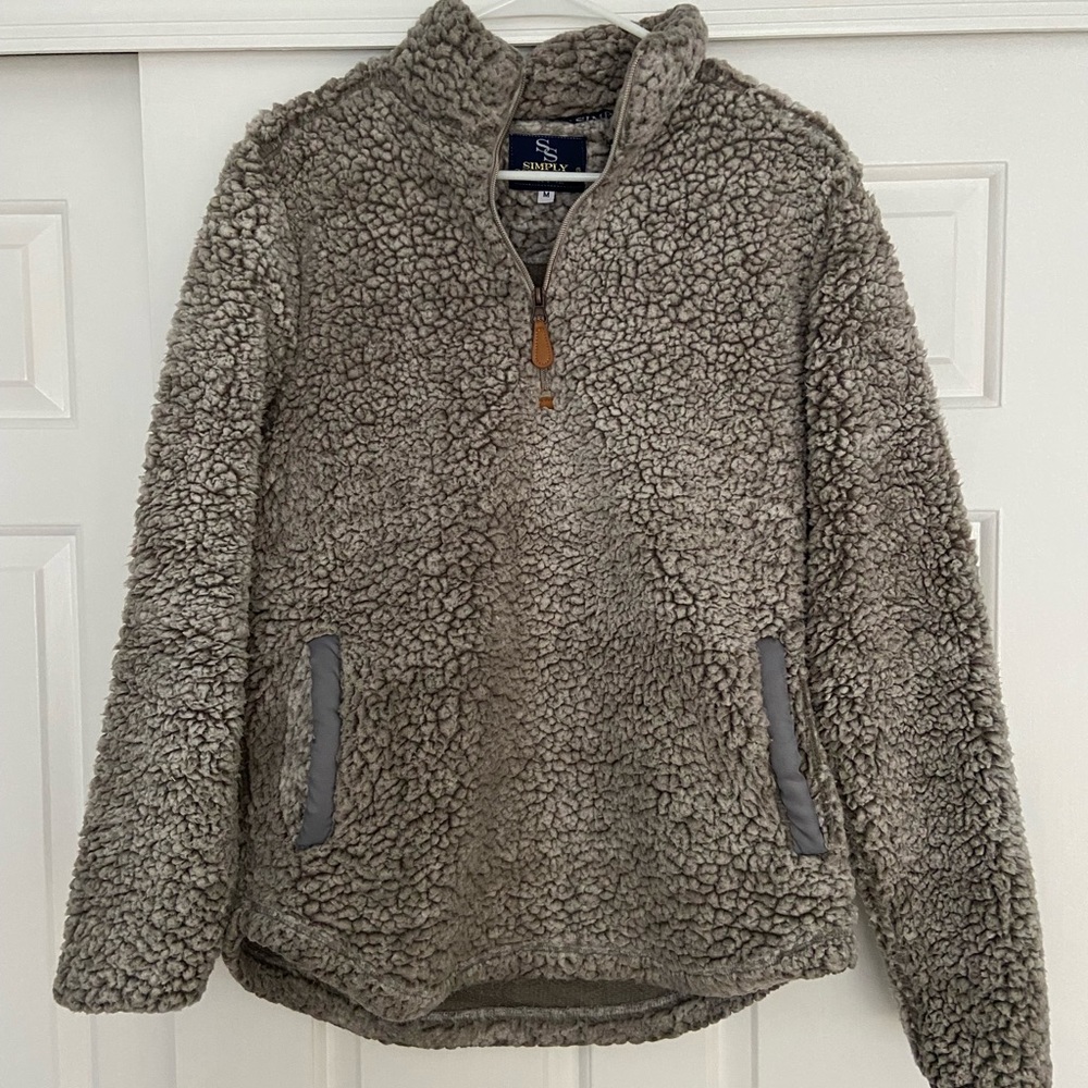 Simply Southern grey fuzzy quarter zip
